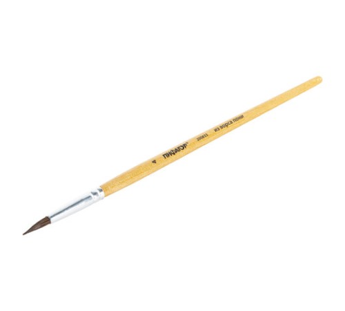 Кисть ПИФАГОР, ПОНИ, круглая, № 4, деревянная лакированная ручка, с колпачком, 200833