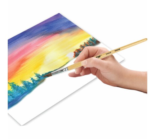 Кисть ПИФАГОР, ПОНИ, круглая, № 7, деревянная лакированная ручка, колпачок, пакет с подвесом, 200836