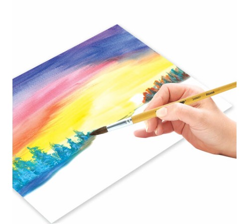 Кисть ПИФАГОР, ПОНИ, круглая, № 8, деревянная лакированная ручка, колпачок, пакет с подвесом, 200837