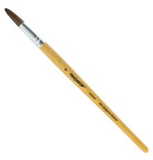 Кисть ПИФАГОР, ПОНИ, круглая, № 9, деревянная лакированная ручка, колпачок, пакет с подвесом, 200838