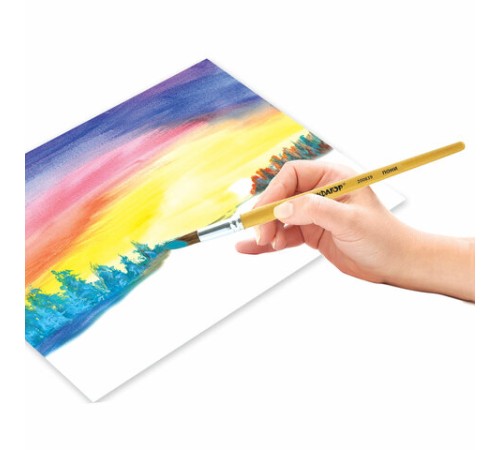 Кисть ПИФАГОР, ПОНИ, круглая, № 10, деревянная лакированная ручка, колпачок, пакет с подвесом, 200839