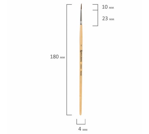 Кисть BRAUBERG, пони, круглая, №1, 200840