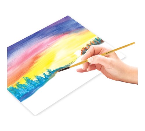 Кисть ПИФАГОР, СИНТЕТИКА, круглая, № 1, деревянная лакированная ручка, с колпачком, 200841