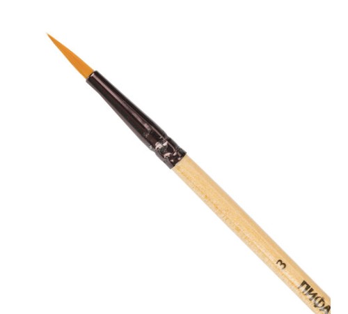 Кисть ПИФАГОР, СИНТЕТИКА, круглая, № 3, деревянная лакированная ручка, с колпачком, 200843