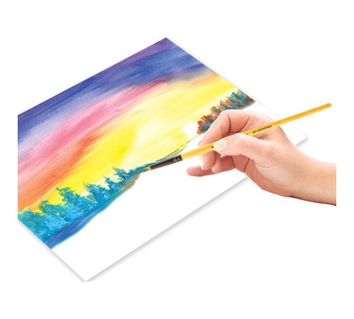 Кисть ПИФАГОР, СИНТЕТИКА, круглая, № 4, деревянная лакированная ручка, с колпачком, 200844