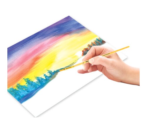 Кисть ПИФАГОР, СИНТЕТИКА, плоская, № 5, деревянная лакированная ручка, с колпачком, 200858