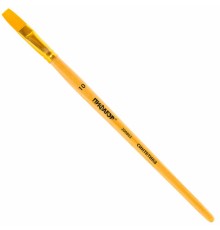 Кисть ПИФАГОР, СИНТЕТИКА, плоская, № 10, деревянная лакированная ручка, с колпачком, пакет с подвесом, 200863