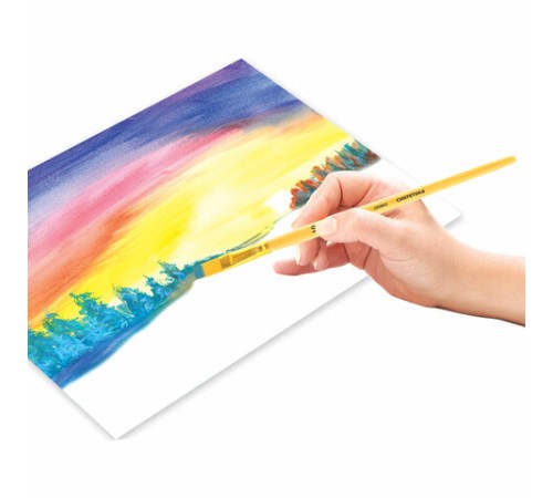 Кисть ПИФАГОР, СИНТЕТИКА, плоская, № 10, деревянная лакированная ручка, с колпачком, пакет с подвесом, 200863