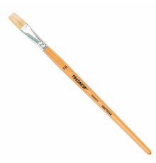 Кисть ПИФАГОР, ЩЕТИНА, плоская, № 10, деревянная лакированная ручка, пакет с подвесом, 200874