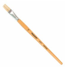Кисть ПИФАГОР, ЩЕТИНА, плоская, № 12, деревянная лакированная ручка, пакет с подвесом, 200875