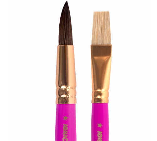 Кисти ЮНЛАНДИЯ, набор 2 шт. (ПОНИ: круглая № 10; ЩЕТИНА: плоская № 12), блистер с европодвесом, 200883