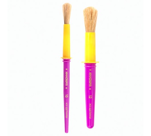 Кисти ЮНЛАНДИЯ, набор 2 шт. (ЩЕТИНА: круглые № 10, 12), блистер с европодвесом, 200884