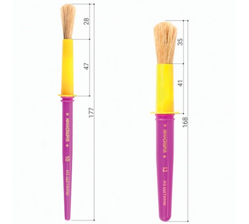 Кисти ЮНЛАНДИЯ, набор 2 шт. (ЩЕТИНА: круглые № 10, 12), блистер с европодвесом, 200884