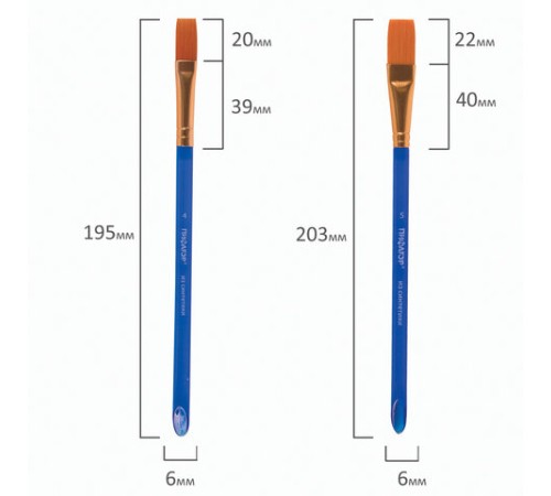 Кисти ПИФАГОР, набор 5 шт. (СИНТЕТИКА: плоские № 1, 2, 3, 4, 5), пакет с европодвесом, 200888