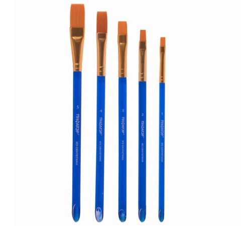 Кисти ПИФАГОР, набор 5 шт. (СИНТЕТИКА: плоские № 1, 2, 3, 4, 5), пакет с европодвесом, 200888