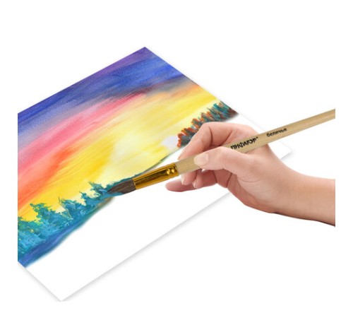 Кисти ПИФАГОР, набор 6 шт. (БЕЛКА: круглые № 1, 3, 5, 7, 9, 11), блистер с европодвесом, 200891