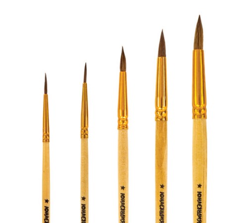 Кисти ЮНЛАНДИЯ, набор 5 шт. (ПОНИ: круглые № 1, 2, 3, 4, 5), блистер с европодвесом, 200893