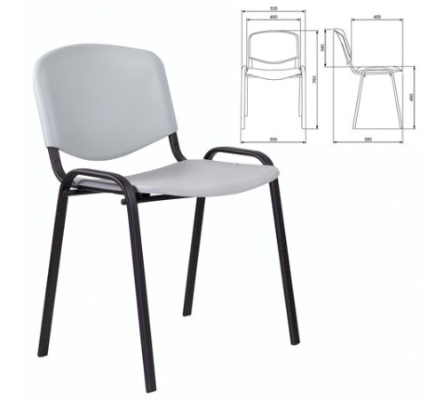 Стул STAFF "Iso Plast CF-009", черный каркас, пластик серый, 532570 Стул STAFF "Iso Plast CF-009", черный каркас, пластик серый, 532570