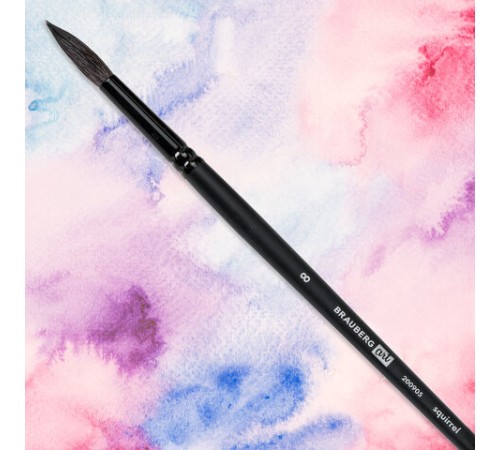 Кисть художественная проф. BRAUBERG ART CLASSIC, белка, круглая, № 8, длинная ручка, 200905