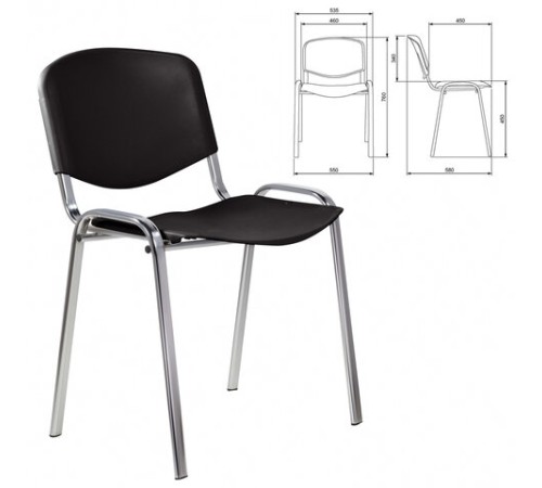 Стул STAFF "Iso Plast CF-009", хром каркас, пластик черный, 532571 Стул STAFF "Iso Plast CF-009", хром каркас, пластик черный, 532571