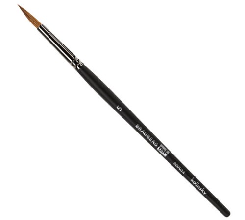 Кисть художественная проф. BRAUBERG ART CLASSIC, колонок, круглая, № 5, короткая ручка, 200934