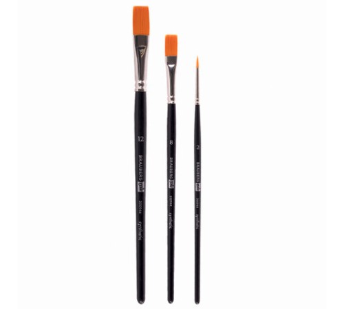 Кисти художественные BRAUBERG ART CLASSIC, набор 3 штуки, синтетика (круглая № 2, плоские № 8, 12), 200944