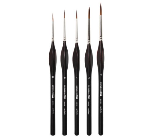 Кисти художественные набор 5 шт., синтетика, BRAUBERG ART CLASSIC, ЭРГОНОМИЧНЫЕ, 200950