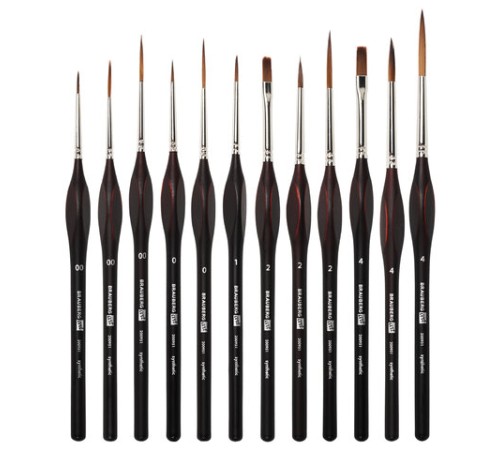 Кисти художественные набор 12 шт., синтетика, BRAUBERG ART CLASSIC, ЭРГОНОМИЧНЫЕ, 200951