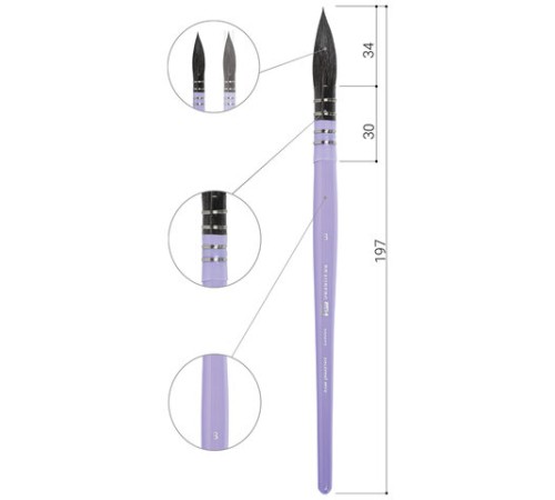 Кисть художественная профессиональная, белка, микс, круглая, №8, BRAUBERG ART CLASSIC, 200953