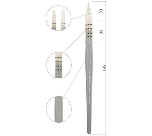Кисть художественная профессиональная, коза, круглая, №10, BRAUBERG ART CLASSIC, 200957