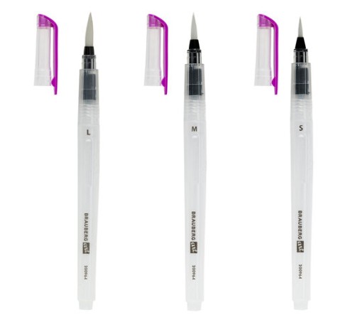 Кисти художественные с резервуаром для воды, синтетика, набор 3 шт., BRAUBERG ART DEBUT, 200964