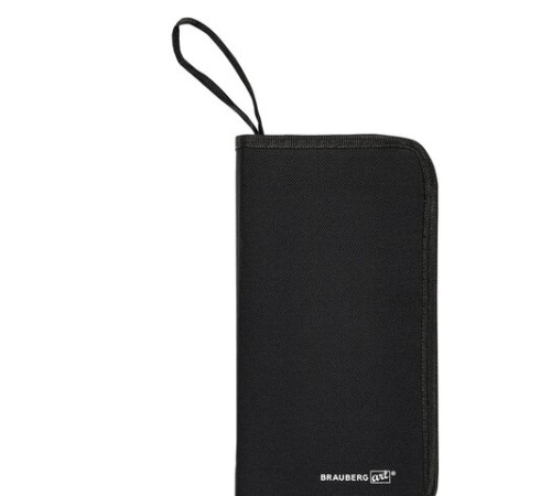 Кисти художественные набор 12 шт. в черном пенале, синтетика, BRAUBERG ART CLASSIC, № 0-14 + веерная, 200966