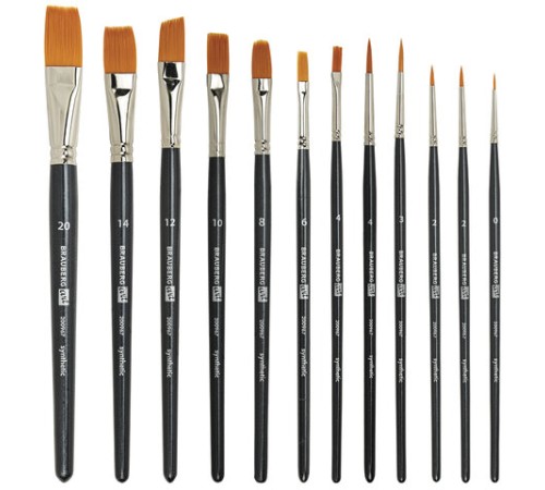 Кисти художественные набор 12 шт. в черном пенале, синтетика, BRAUBERG ART CLASSIC, № 0-20, 200967