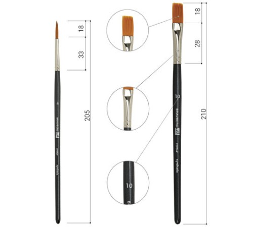 Кисти художественные набор 12 шт., в черной скрутке, синтетика, BRAUBERG ART CLASSIC, № 0-14, 200969