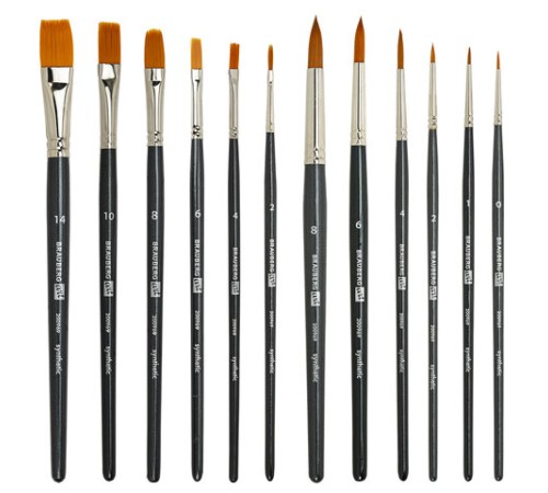 Кисти художественные набор 12 шт., в черной скрутке, синтетика, BRAUBERG ART CLASSIC, № 0-14, 200969