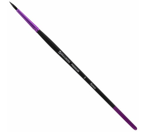 Кисть белка, круглая № 3, BRAUBERG PREMIUM, 200972