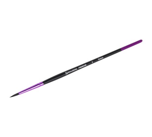 Кисть белка, круглая № 3, BRAUBERG PREMIUM, 200972