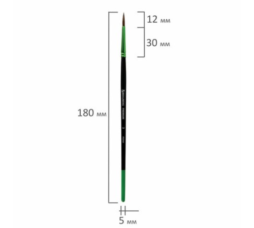Кисть из ворса пони № 3, BRAUBERG PREMIUM, 200982