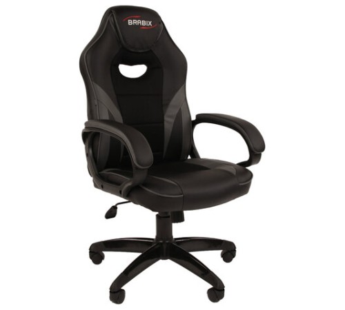Кресло компьютерное BRABIX "Accent GM-161", TW/экокожа, черное/серое, 532576, 7083504 Кресло компьютерное BRABIX "Accent GM-161", TW/экокожа, черное/серое, 532576, 7083504