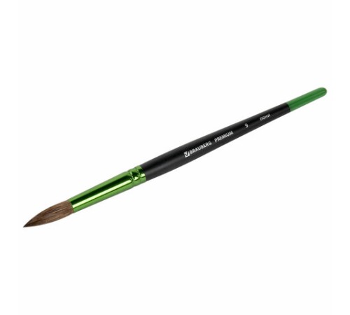 Кисть из ворса пони № 9, BRAUBERG PREMIUM, 200988