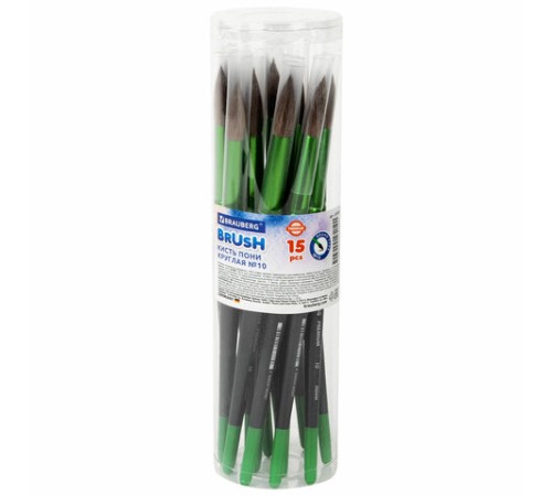 Кисть из ворса пони № 10, BRAUBERG PREMIUM, 200989
