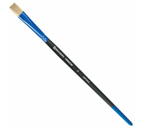 Кисть щетина, плоская № 6, BRAUBERG PREMIUM, 200995