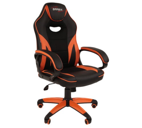 Кресло компьютерное BRABIX "Accent GM-161", TW/экокожа, черное/оранжевое, 532577, 7083505 Кресло компьютерное BRABIX "Accent GM-161", TW/экокожа, черное/оранжевое, 532577, 7083505