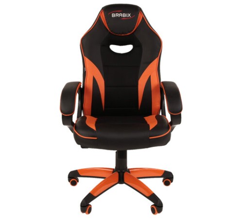 Кресло компьютерное BRABIX "Accent GM-161", TW/экокожа, черное/оранжевое, 532577, 7083505 Кресло компьютерное BRABIX "Accent GM-161", TW/экокожа, черное/оранжевое, 532577, 7083505
