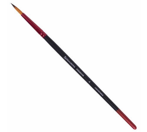 Кисть синтетика, круглая № 4, BRAUBERG PREMIUM, 201003