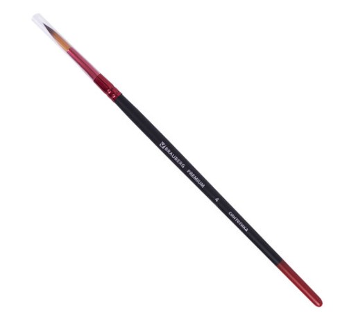 Кисть синтетика, круглая № 4, BRAUBERG PREMIUM, 201003