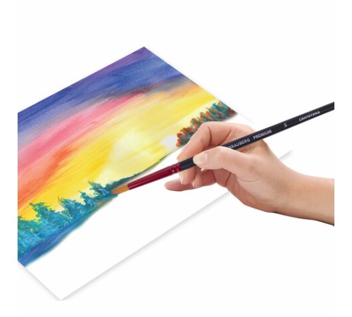 Кисть синтетика, круглая № 5, BRAUBERG PREMIUM, 201004