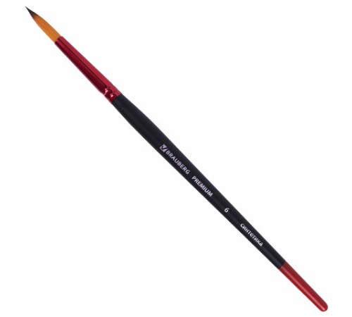 Кисть синтетика, круглая № 6, BRAUBERG PREMIUM, 201005