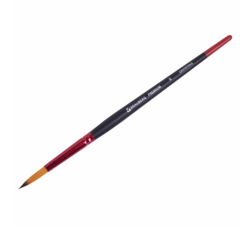 Кисть синтетика, круглая № 6, BRAUBERG PREMIUM, 201005