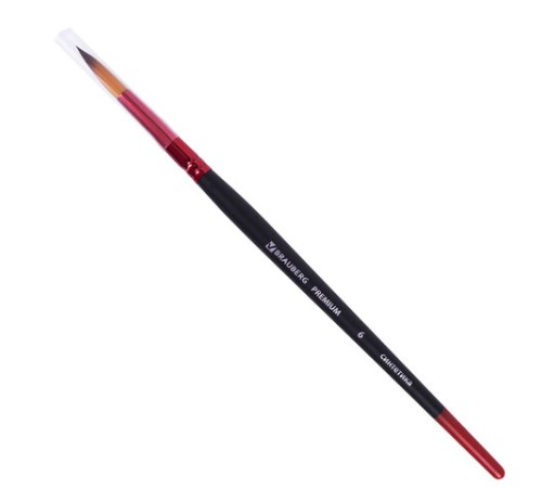 Кисть синтетика, круглая № 6, BRAUBERG PREMIUM, 201005